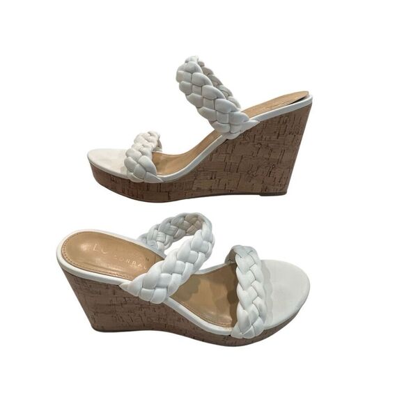 LC Lauren Conrad Shoes - LC Lauren Conrad Women's Braided Strap Idelle 2 Wedge Sandals White Tan Size 8